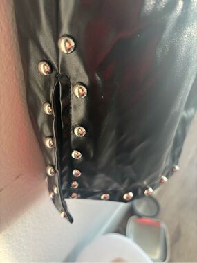 Studded Black Faux Leather Women's Jacket